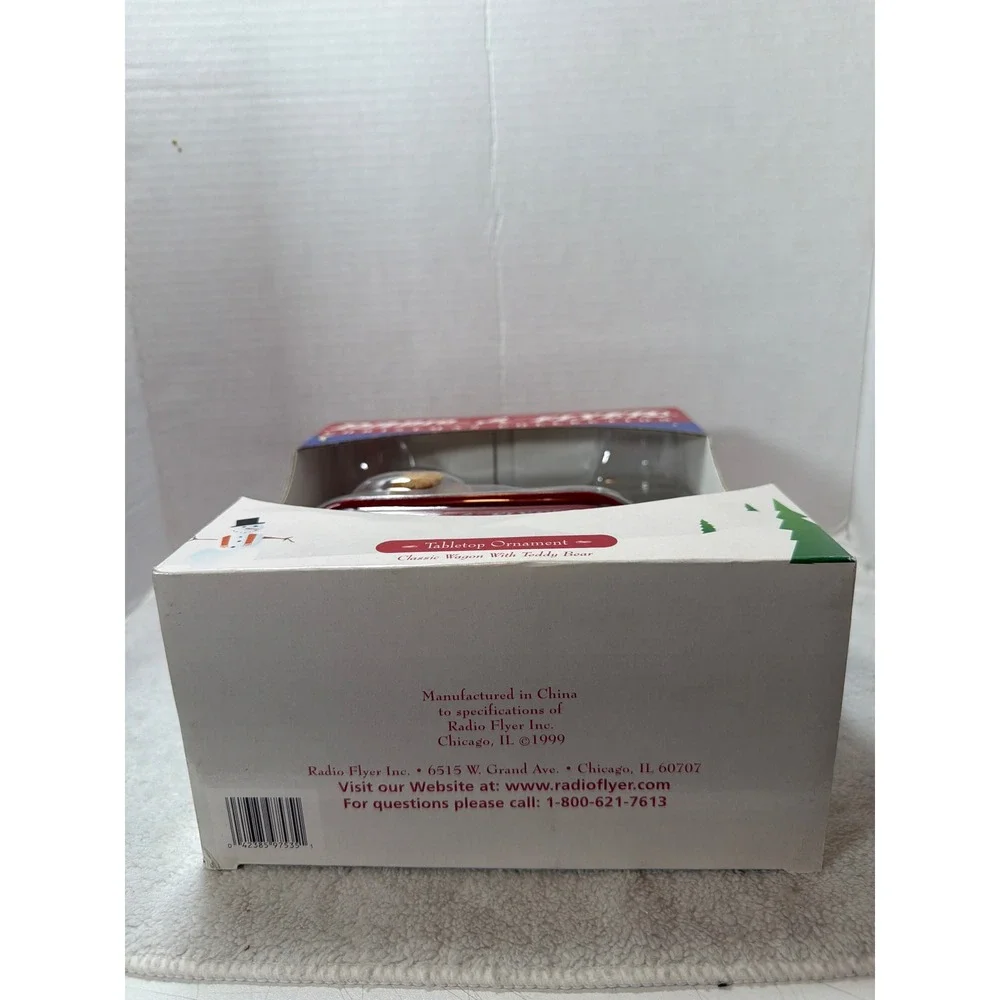 NIB Radio Flyer Tabletop Ornament  Red 1999 Classic Wagon Teddy Bear